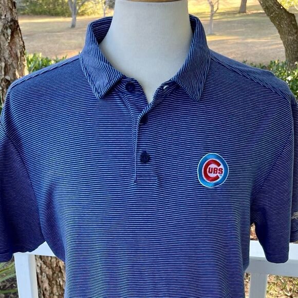 Tommy Bahama Striped Chicago Cubs Polo Shirt. Size XL - Picture 3 of 9